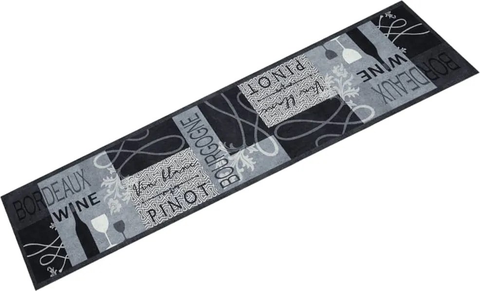 vidaXL szürke bor mintás mosható bársony konyhaszőnyeg 60x300cm