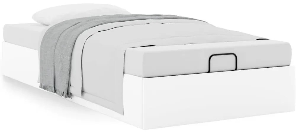 Ottomán ágykeret matrac nélkül fehér 80x200 cm műbőr