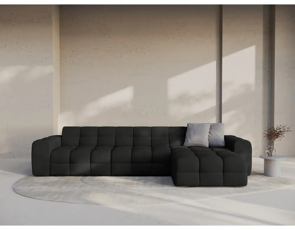 Fekete sarokkanapé (jobb oldali-heverő résszel) Kendal – Micadoni