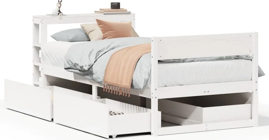vidaXL fehér tömör fenyőfa ágy matrac nélkül 75 x 190 cm