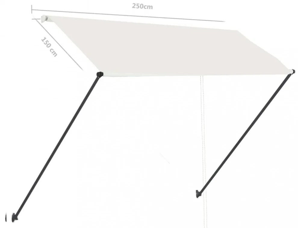 feltekerhető krémszínű napellenző LED-del 250 x 150 cm