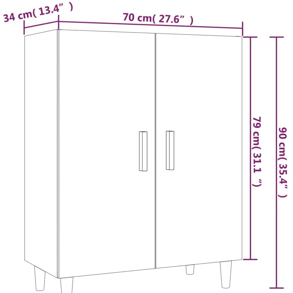 betonszürke szerelt fa tálalószekrény 70 x 34 x 90 cm