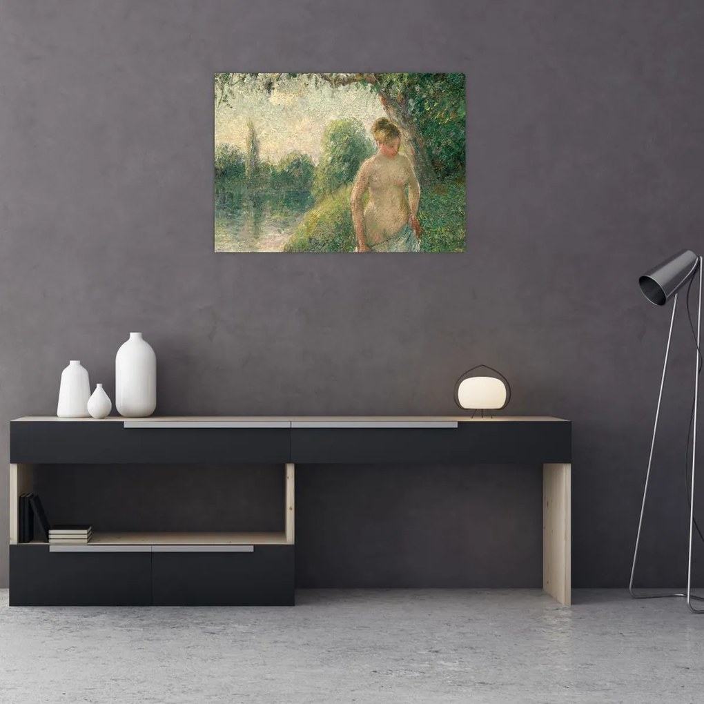 Üveg kép - Camille Pissarro, The Bather, reprodukciók (70x50 cm)
