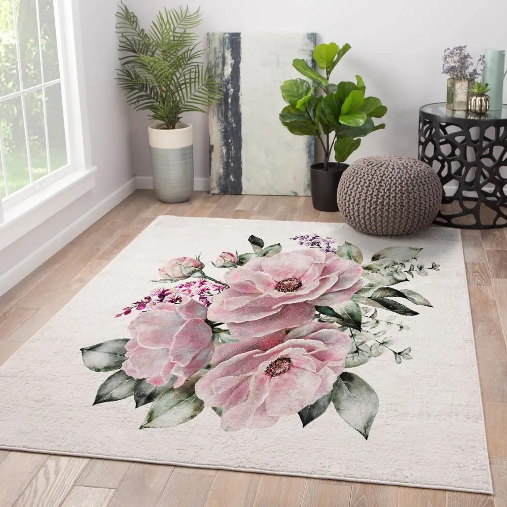 Rózsaszín-krémszínű mosható szőnyeg 160x230 cm New Carpets – Oyo home