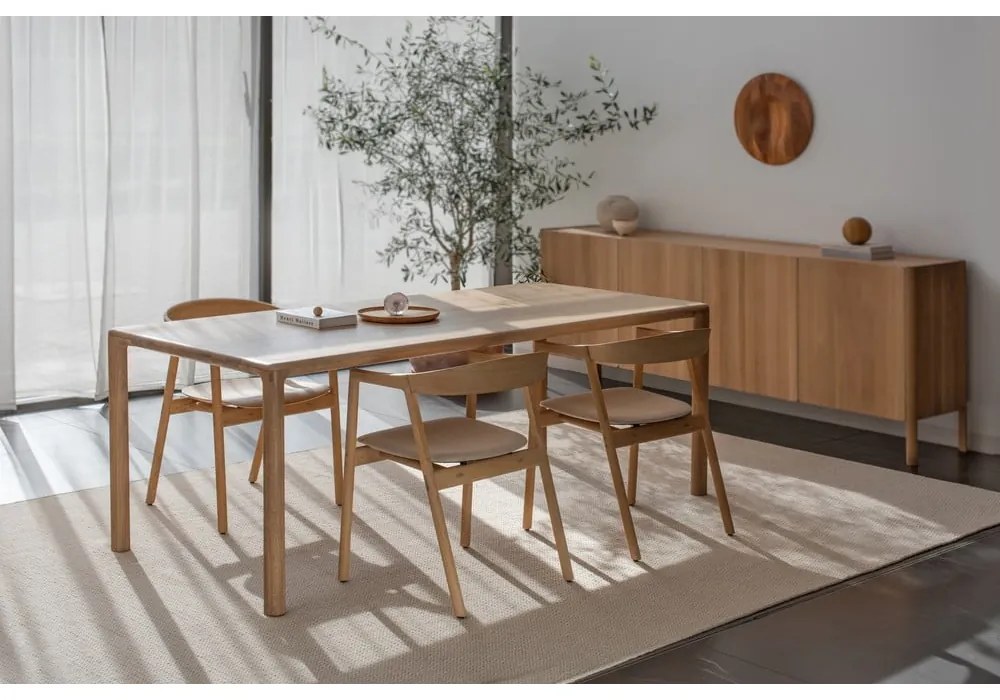 Muna étkezőszék tömör tölgyből, kékesszürke ülőrésszel - Gazzda