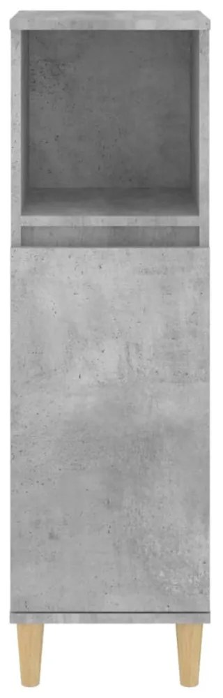 betonszürke szerelt fa fürdőszobaszekrény 30 x 30 x 100 cm