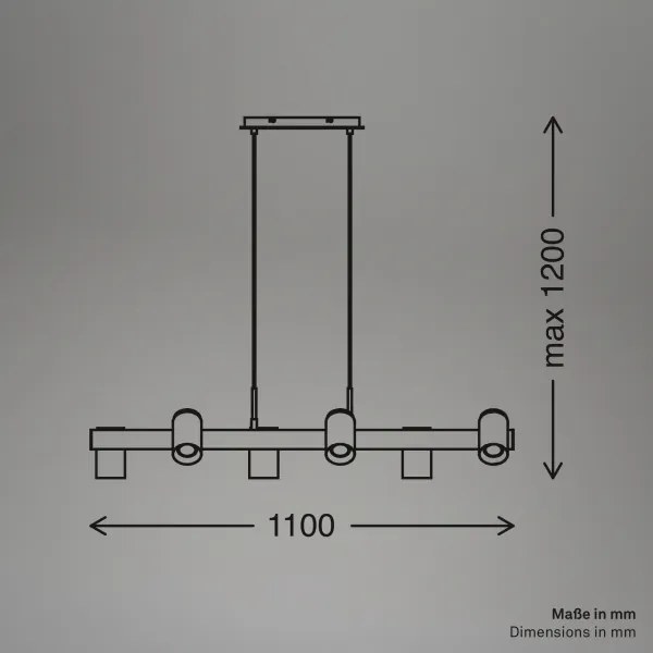 Briloner 4059065 - ERA kábeles csillár 6xGU10/10W/230V fekete