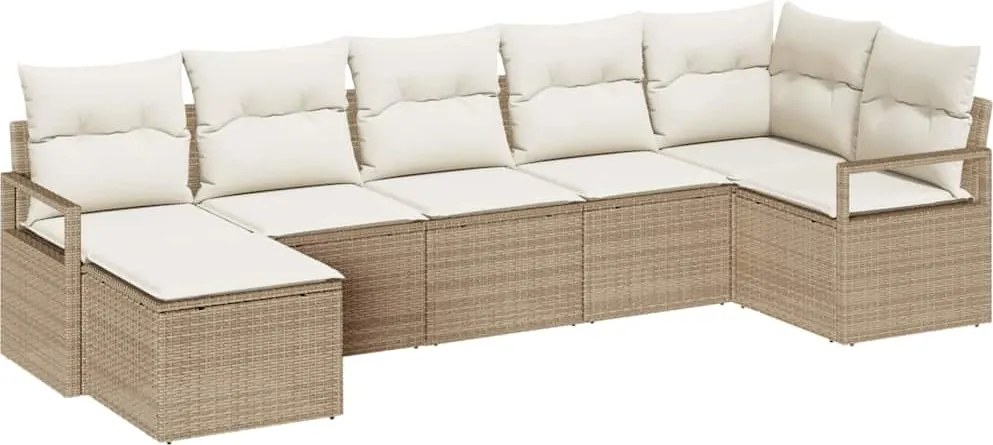 vidaXL Kanapé Szett párnával tárolóval 7 pcs Beige és krém polirattan