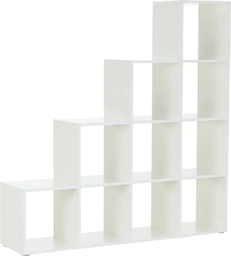 könyvespolc piramis, fehér, laminált DTD, NORAH