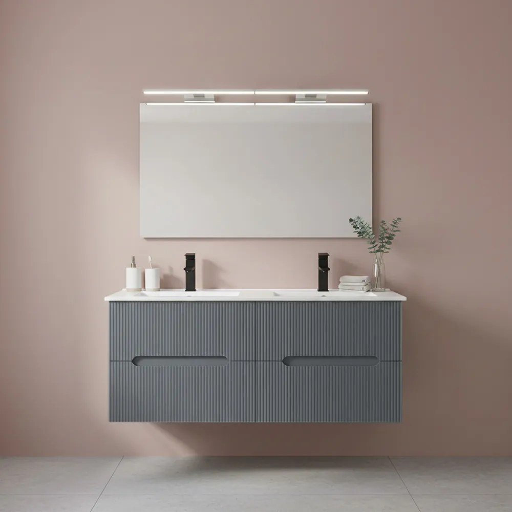 Trent 120 alsó fürdőszobabútor kerámia mosdóval 4 fiókos, antracit szürke