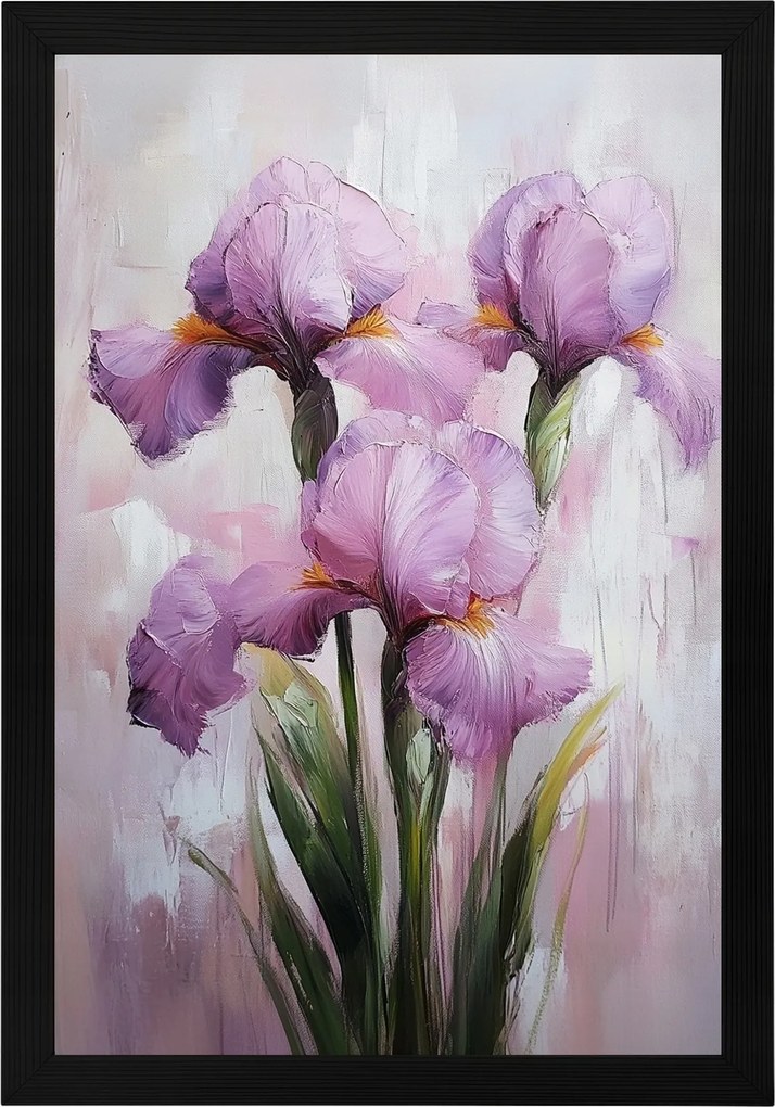 Poszter Keret Fa Természet Kert Rét Virágok Rózsaszín Írisz Csokor 40x60