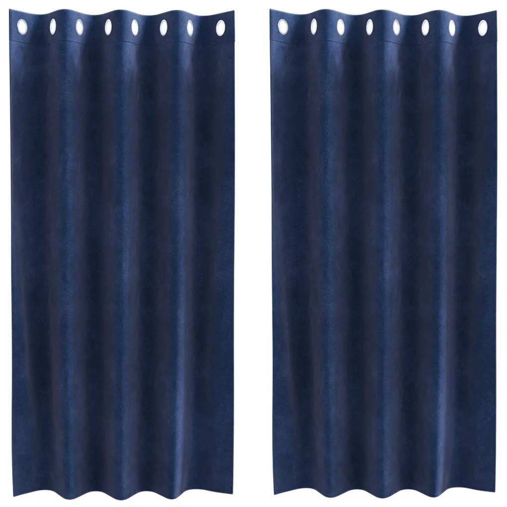 Függönyök függönyökkel 2 pcs Sötétkék 140 x 175 cm Bársony