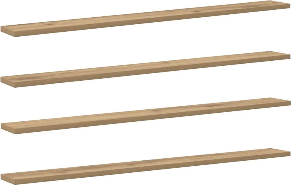 vidaXL Polcos könyvespolc 4 pcs Barna 100 x 10 x 1,5 cm Faanyag