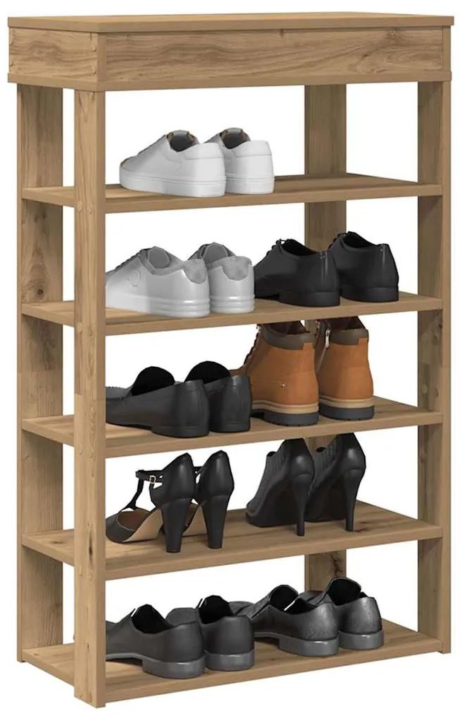 kézműves tölgy színű szerelt fa cipősszekrény 60x30x98 cm