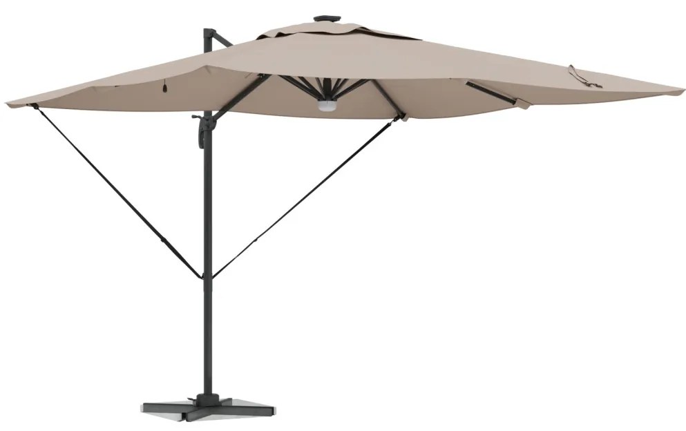 Konzolos Roma Napernyő LED-del Taupe 286x285x270 cm Alumínium