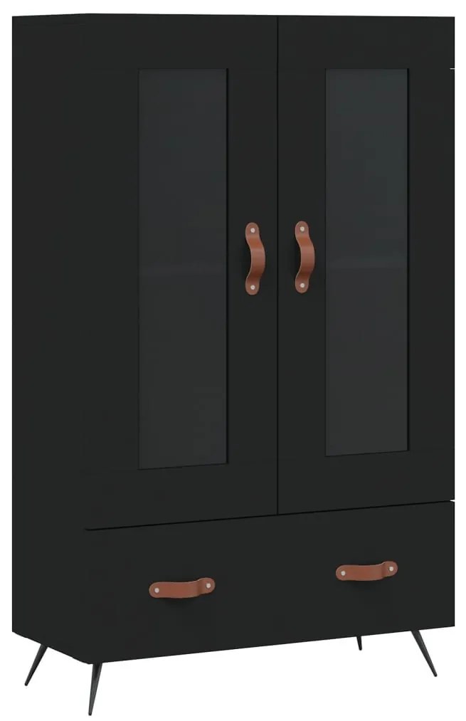 fekete szerelt fa magasszekrény 69,5 x 31 x 115 cm