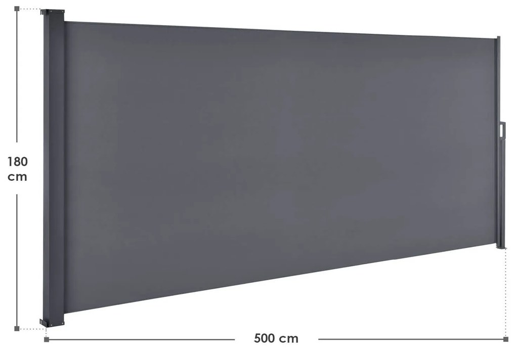 Juskys Oldalsó napellenző Dubai 500 x 180cm - antracit