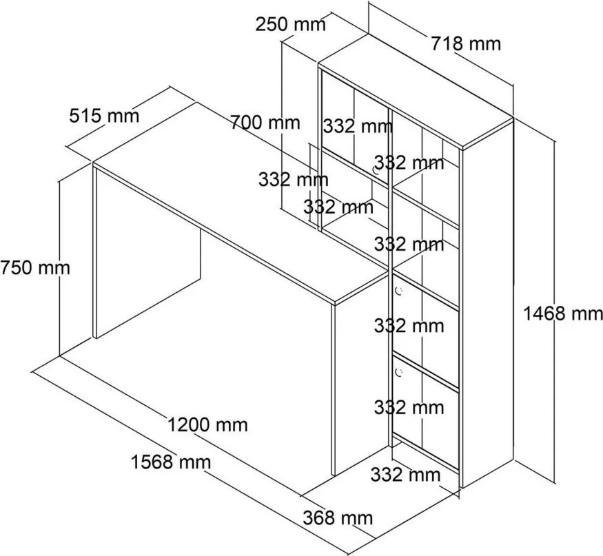 Polcos íróasztal tárolóval 110x78x152cm fehér FUR1238-1