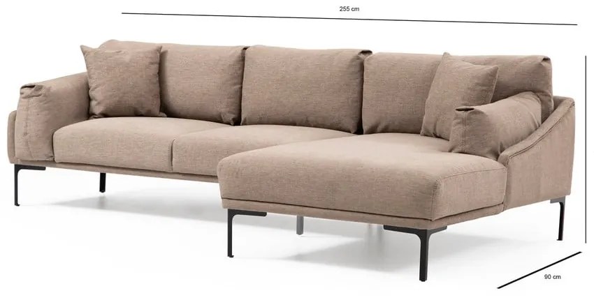 Leo bézs sarokkanapé, jobb oldali - Artie