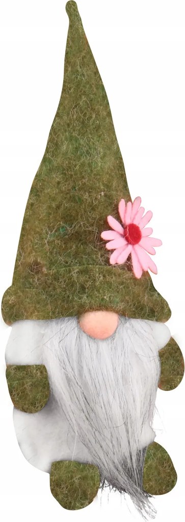 Tavaszi Manó Zöld 15 Cm-es dekoratív szakállas