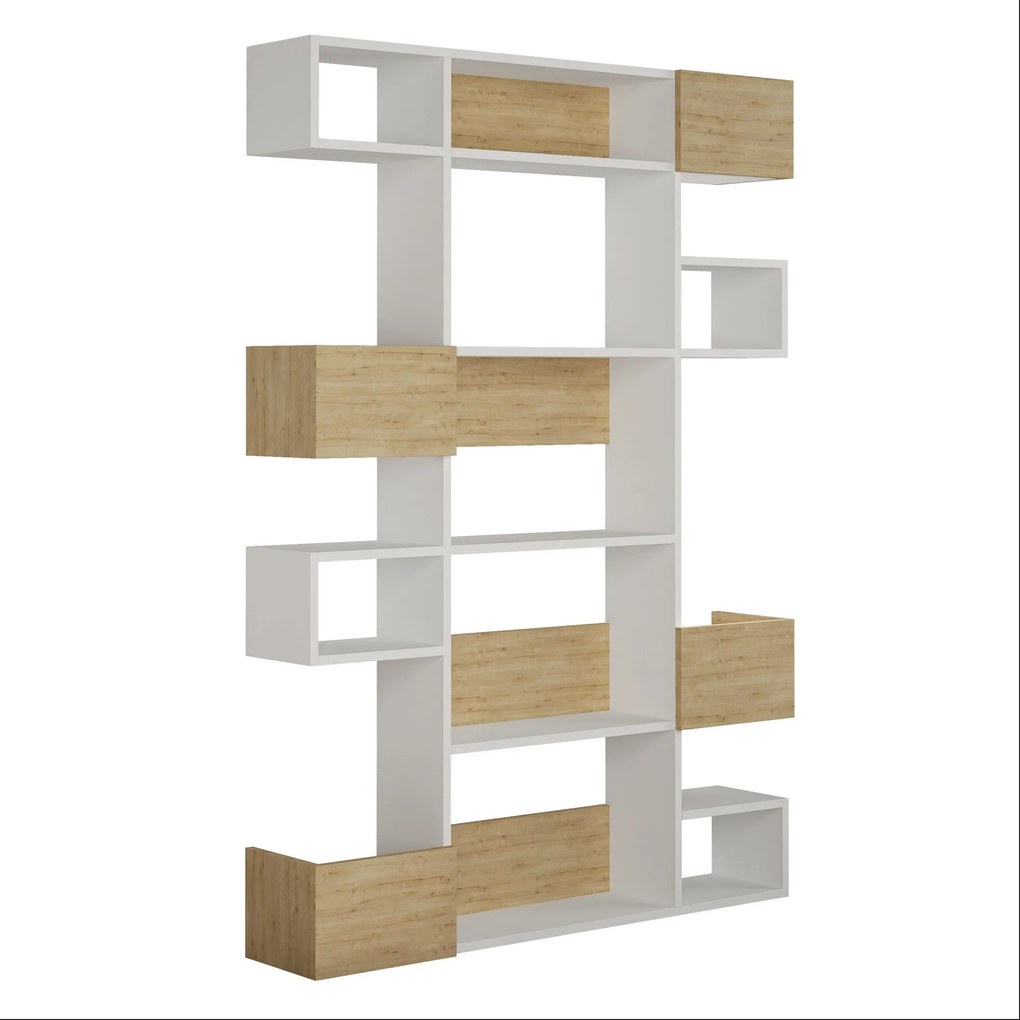 könyvespolc Niho - White, Oak