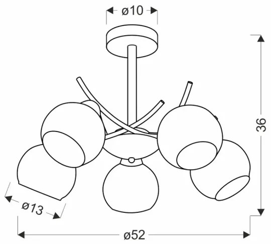 Csillár rúdon AMOS 5xE27/40W/230V arany