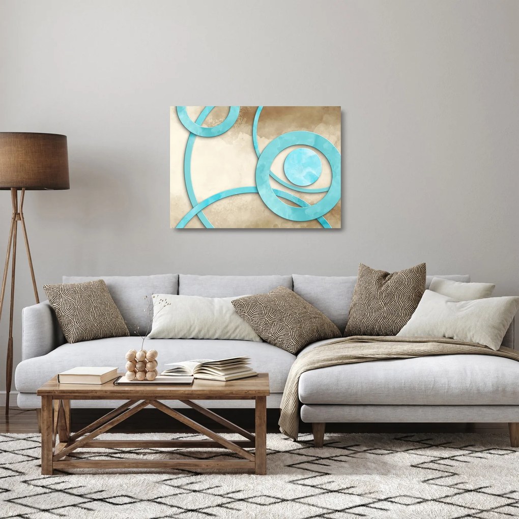 Kép - Kék körök akvarell (üvegen) (70x50 cm)