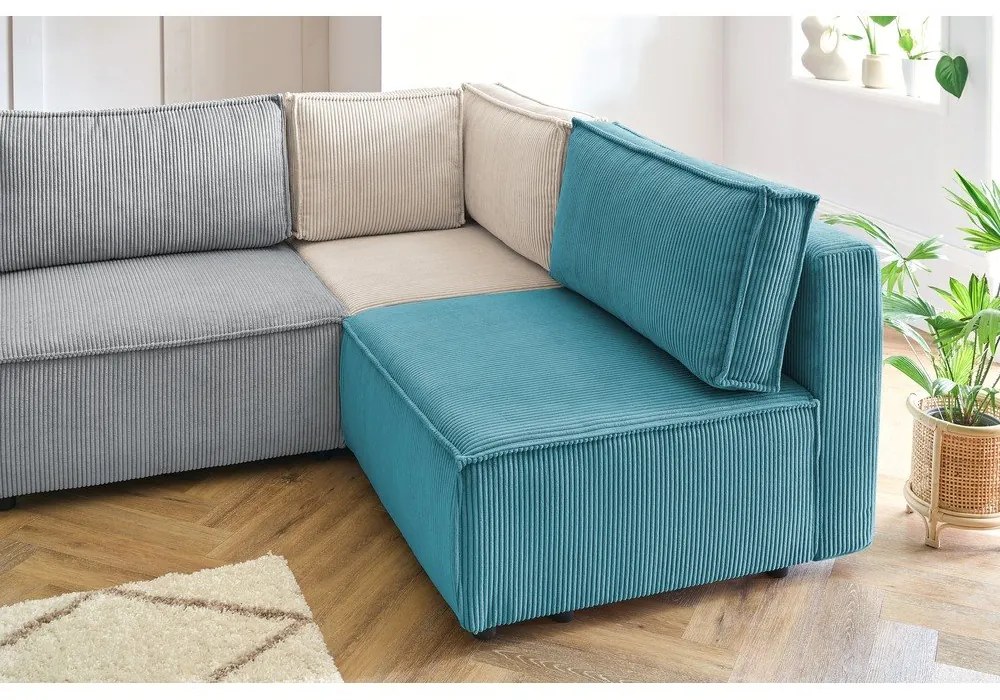 Kordbársony sarokkanapé ("U" alakú-variálható) Nihad modular – Bobochic Paris