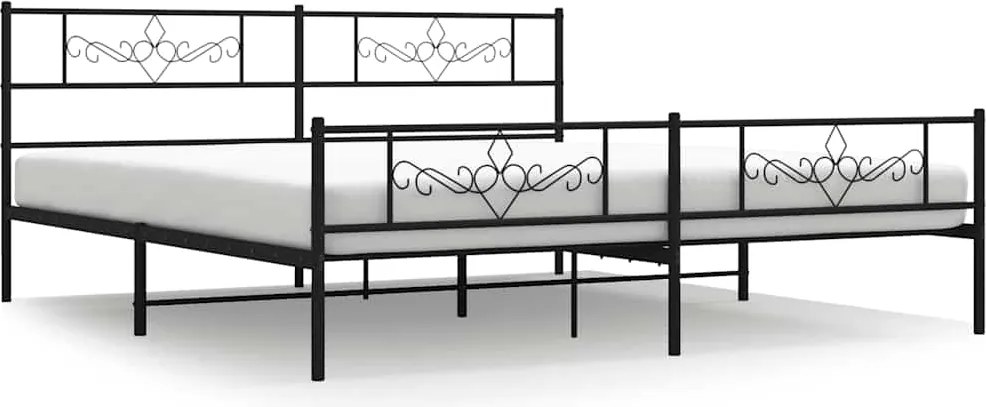 vidaXL fekete fém ágykeret fej- és lábtámlával 183 x 213 cm