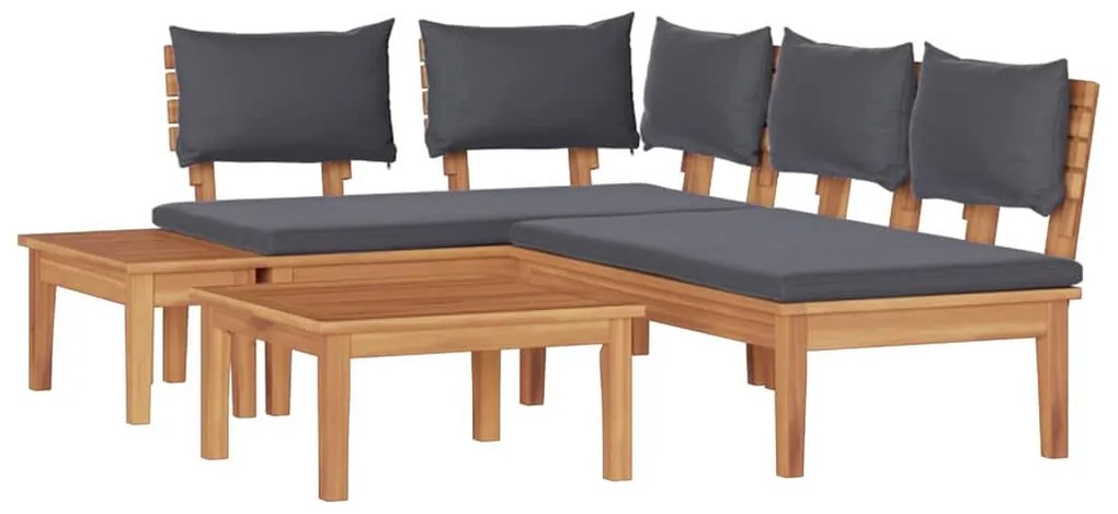 Kert Pad Készlet párnával tárolóval 4 pcs Barna és Szürke