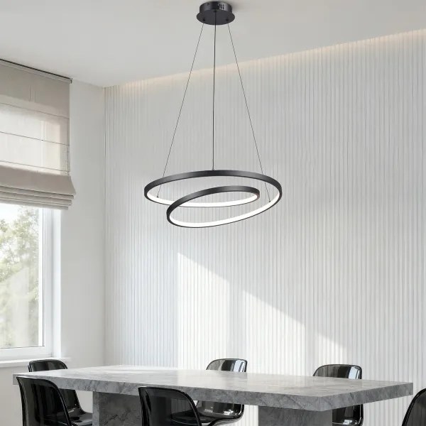 Brilagi-LED Dimmelhető kábeles csillár TWISTER LED/48W/230V átm. 50 cm fekete + távirányító