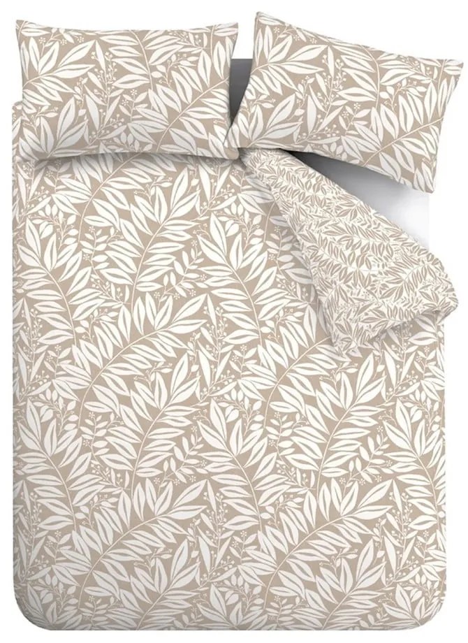 Világosbarna kétszemélyes ágyneműhuzat 200x200 cm Sorrel Leaves – Catherine Lansfield