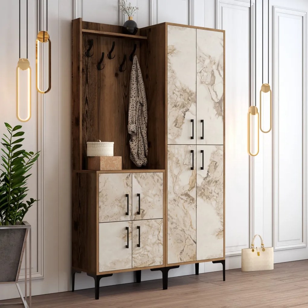 Berlin előszobafal, dió-fehér márvány, 120 cm – TR845HCT4203