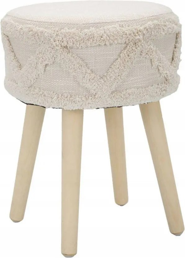 Díszes Szék, Boho, Fa Lábakkal Ø 32 CM, Bézs, Mauro Feretti