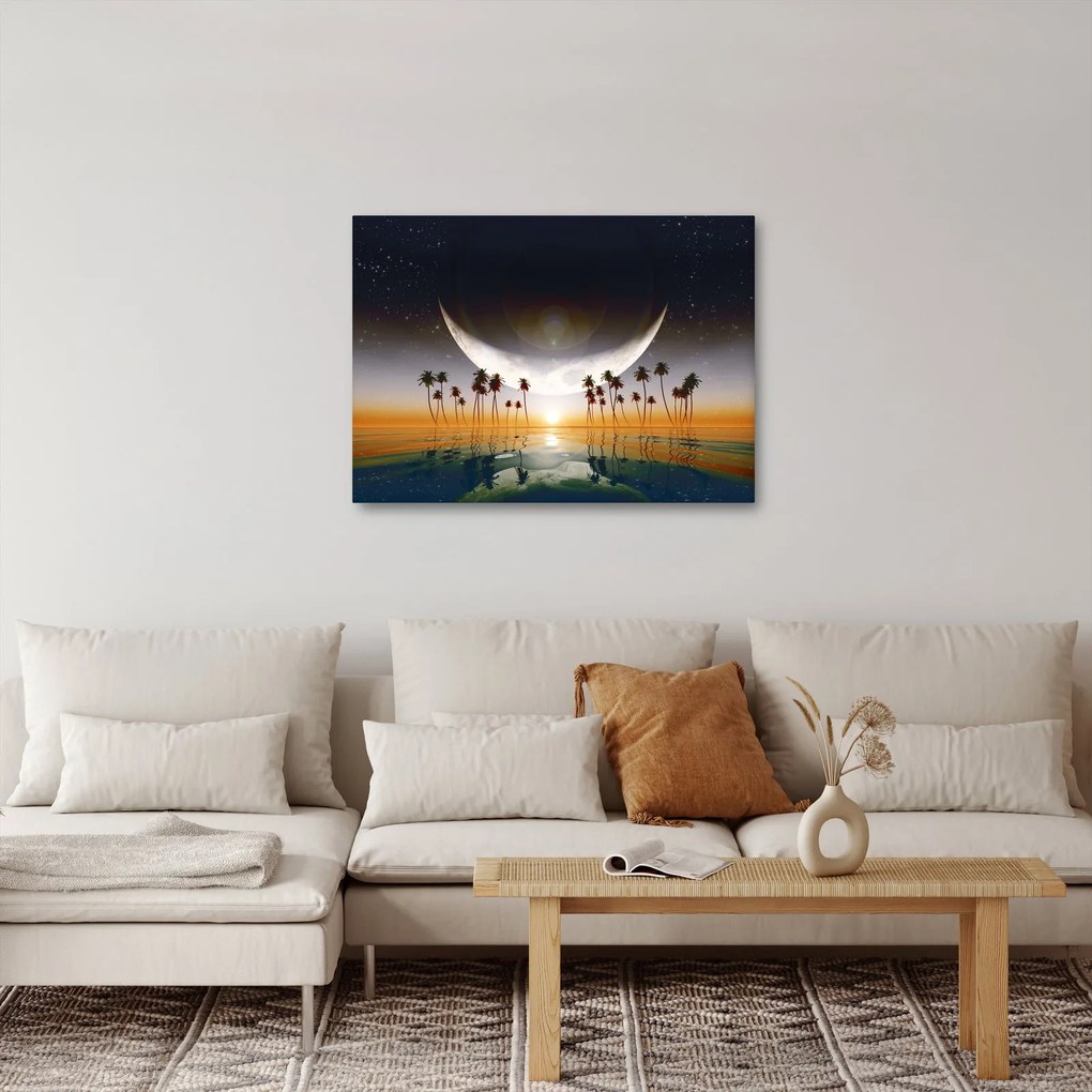 Kép - Hold a pálmafák felett (70x50 cm)