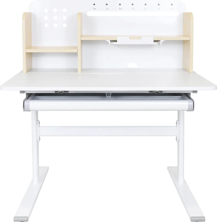 Növekvő íróasztal, természetes/fehér, ADAN