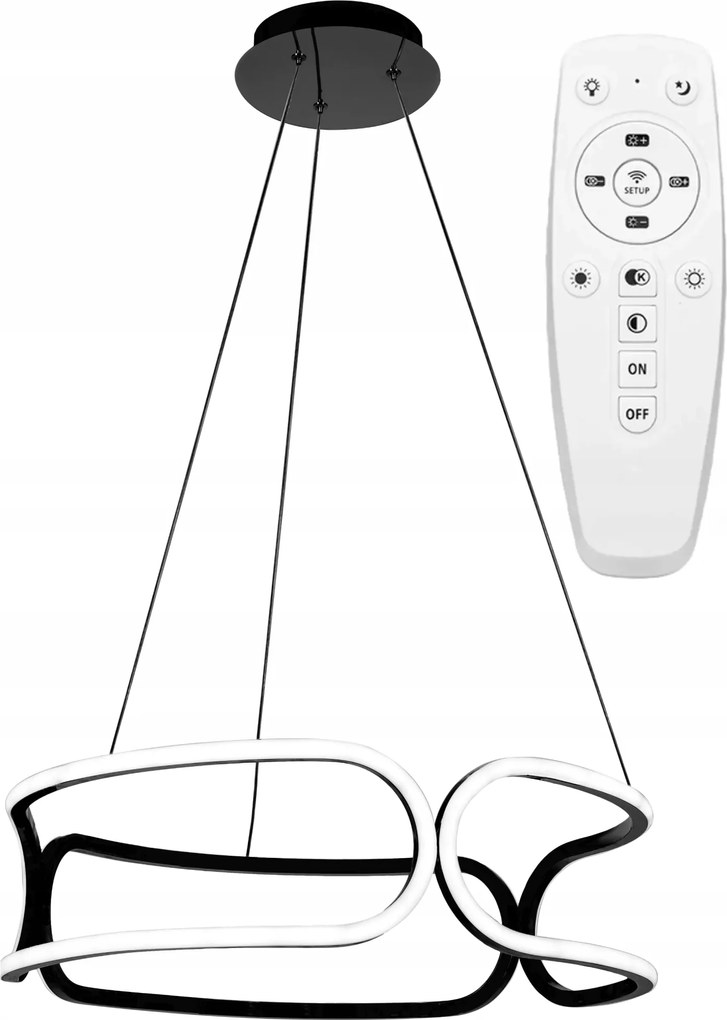 Függő Mennyezeti Lámpa Modern Led Fekete +távirányító