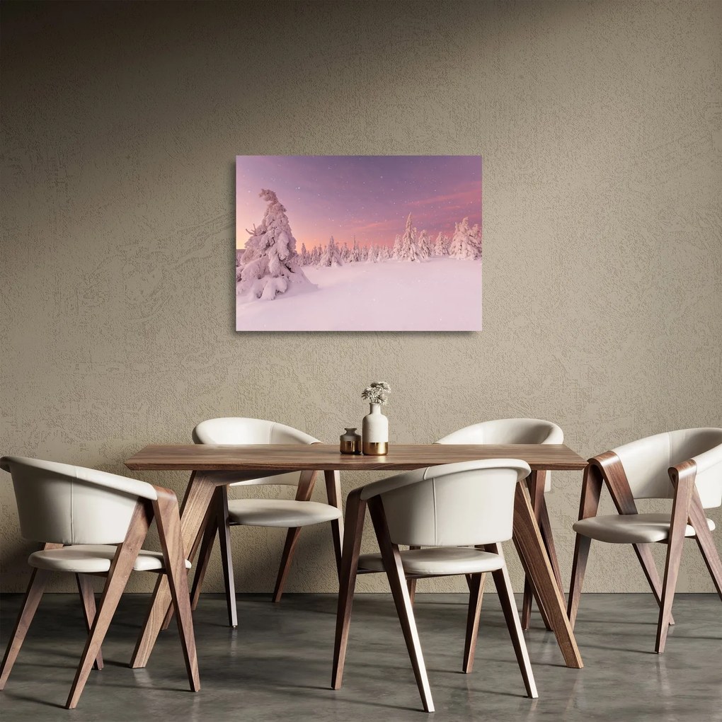 Kép - Fák a hótakaró alatt (üvegen) (70x50 cm)