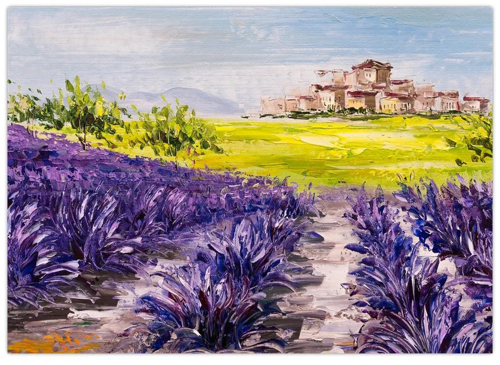 Kép - Provence, franciaország, olajfestmény (üvegen) (70x50 cm)