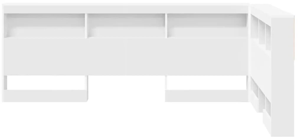 Tároló fejtámla polcokkal fejtámlával Fehér 120 cm Faanyag