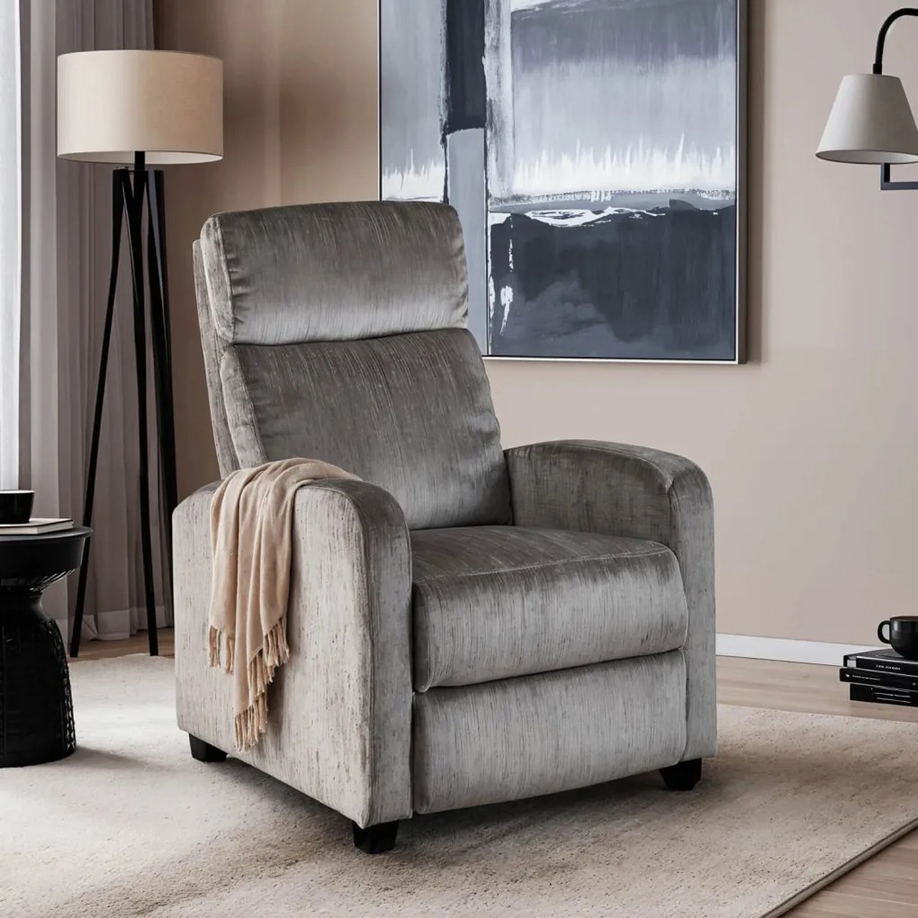 Fotel Rozkładany DANNY Szary Welurowy