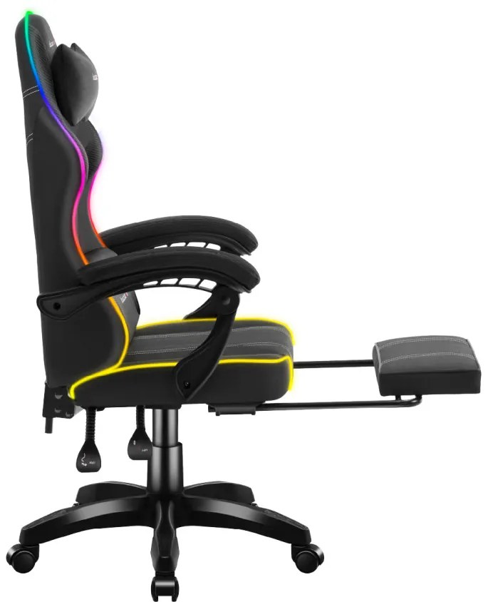 Gamer szék Space RGB lábtartóval fekete