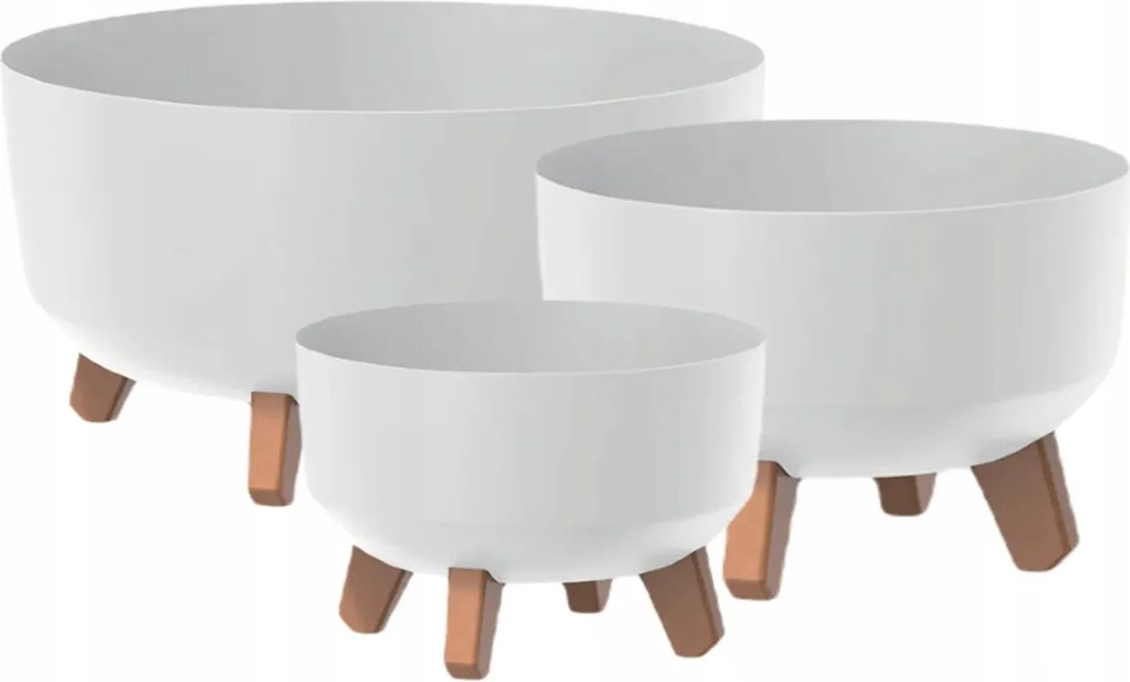 Virágtartó Készlet Prosperplast Gracia Low 3 db-os kerek fehér lábakon