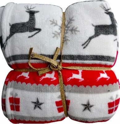 Meleg karácsonyi sherpa takaró Smukee 150x200 rénszarvas norvég mintás 150