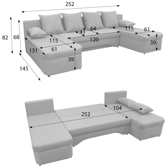 Univerzális, kihúzható U-alakú sarokülőgarnitúra tárolóhellyel ALMEIDA antracit