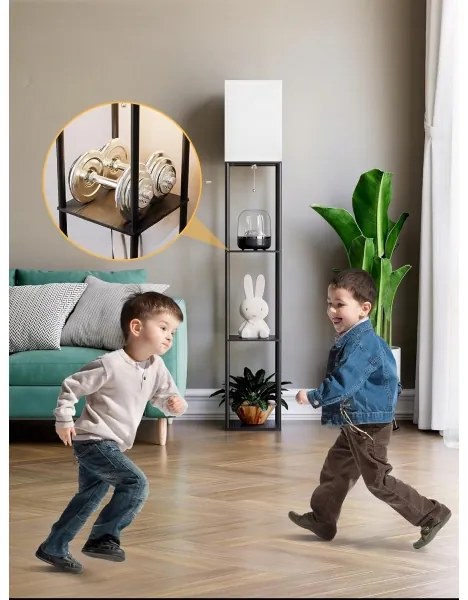 Állólámpa polcokkal, 1xE27/40W/230V, fekete/fehér