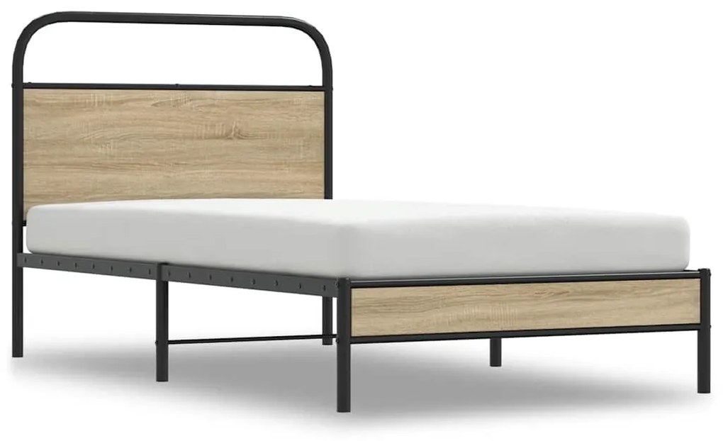 ágykeret matrac nélkül 107x203 cm füstölt tölgy fűrészelt fa