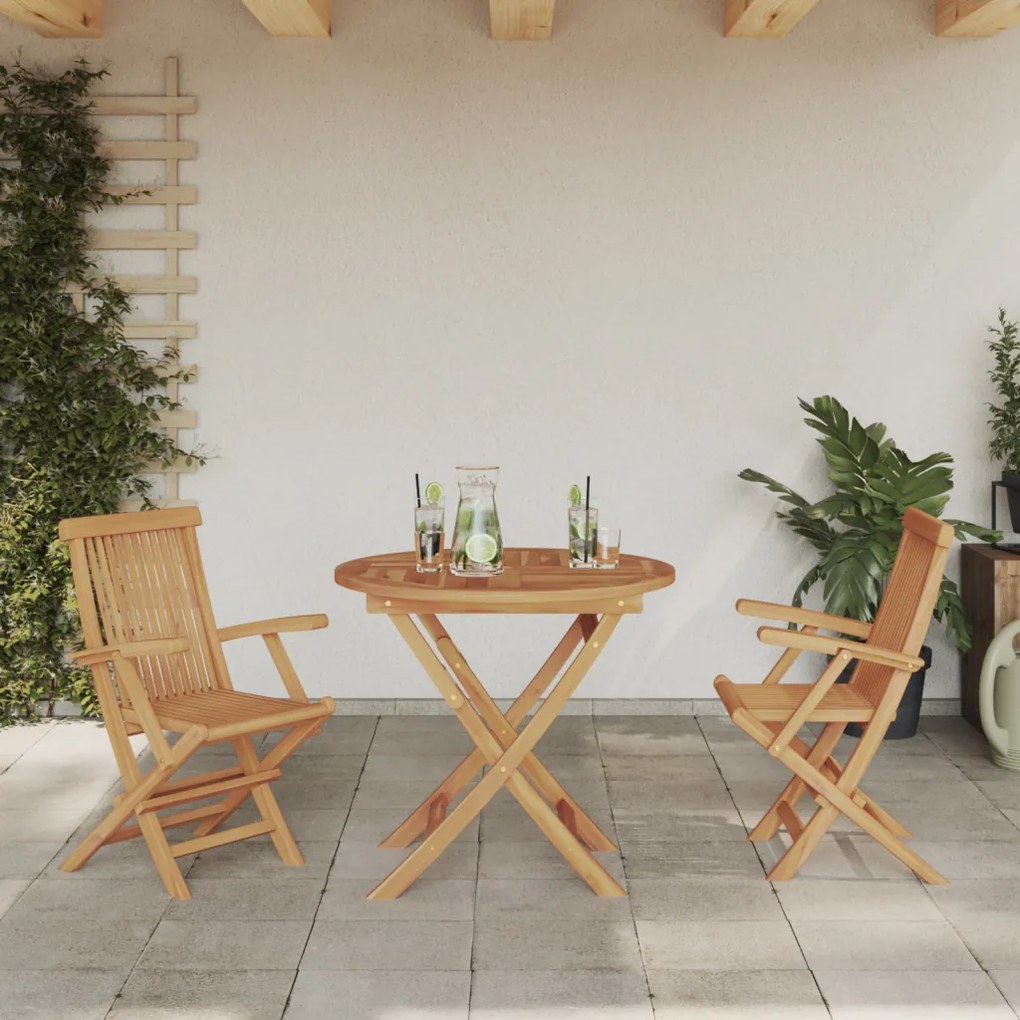 3 Részes Összecsukható Kerti Bistro Szett Tömör Fa Akác
