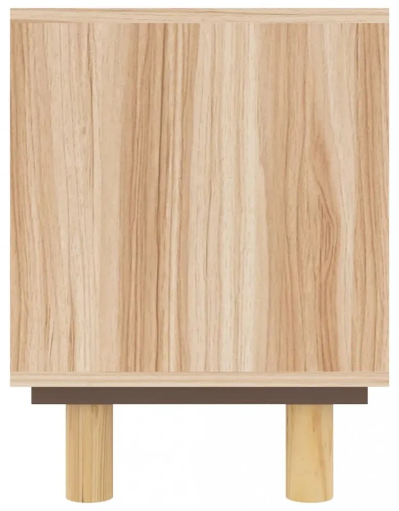 barna tömör fenyő és természetes rattan TV-szekrény 80x30x40 cm