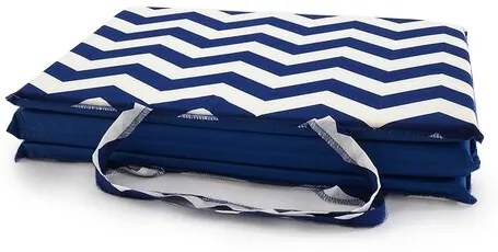 B.E.S. Petrovice napozó strandszőnyeg, kék és fehér cikkcakk